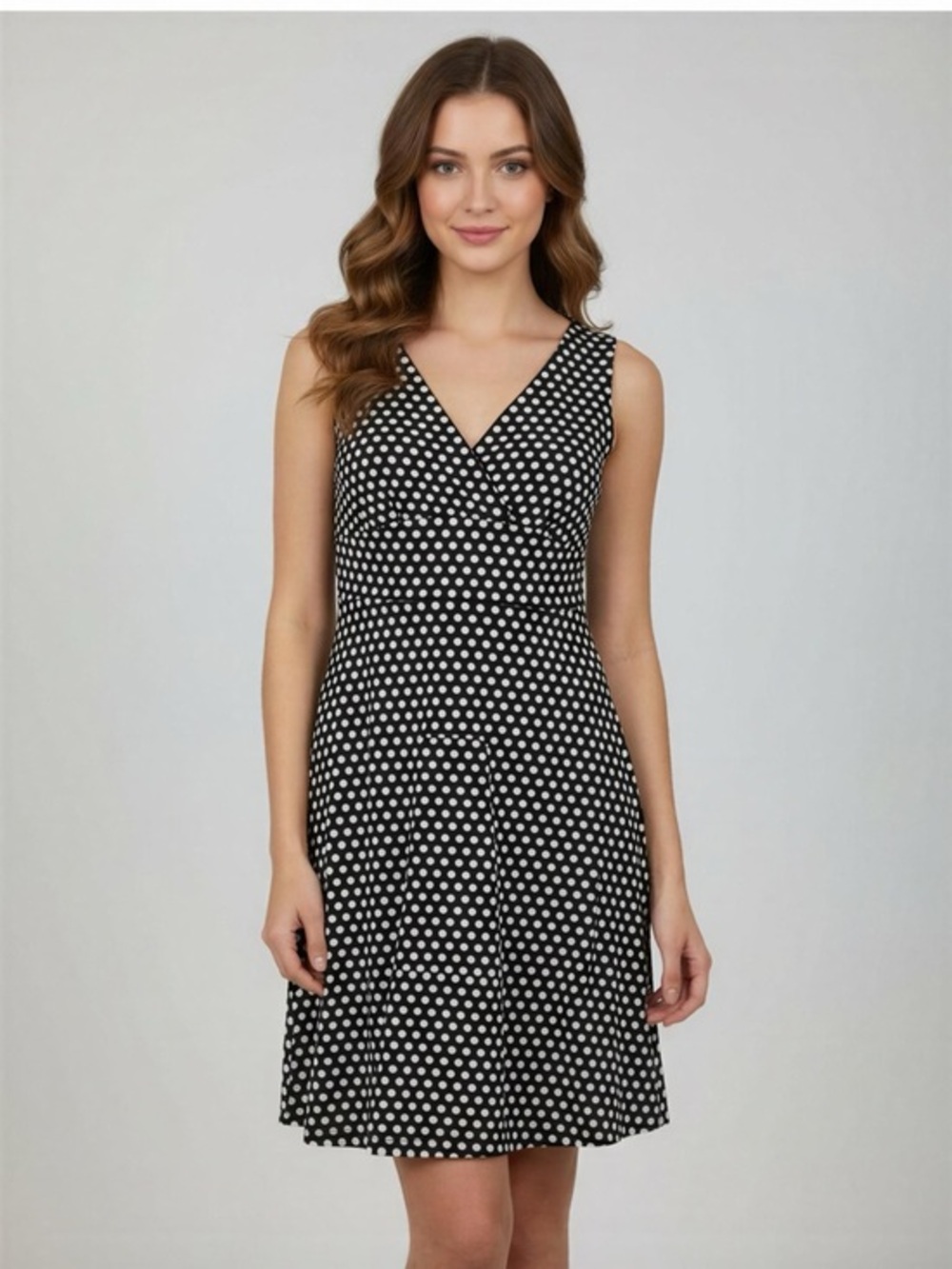 Spense Black and White Polka Dot Midi Dress